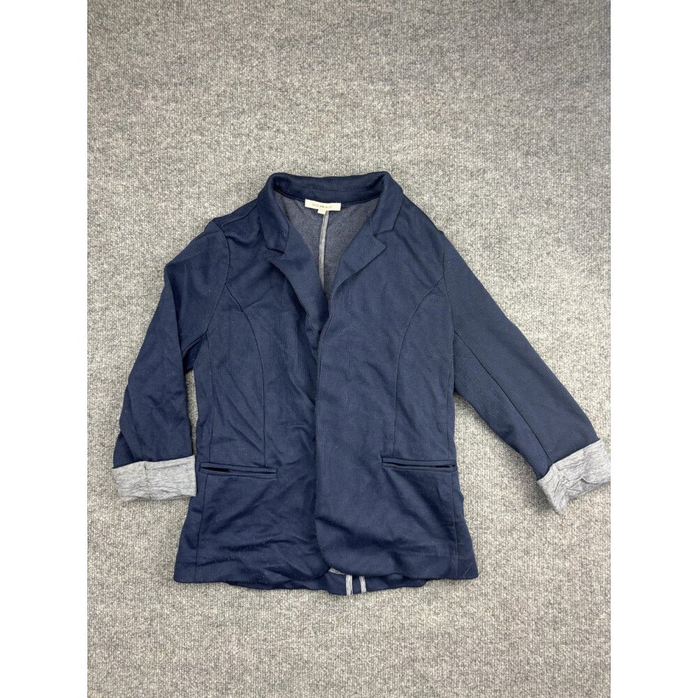 Skies Are Blue Blazer Womens Small Navy Blue Stretch Open Front Casual Jacket